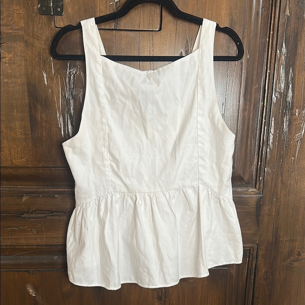 Zara White Relaxed Tie Front Tank Top - Picture 5 of 5